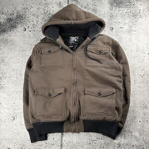 Vintage Billabong Jacket Mens Large Brown Sherpa Fur‎ Lined Skater Houndstooth